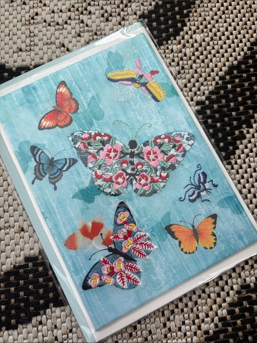 🆕Papyrus-Chris Chun Fine Art “Le Papillon” Embroidered Birthday Greeting Card